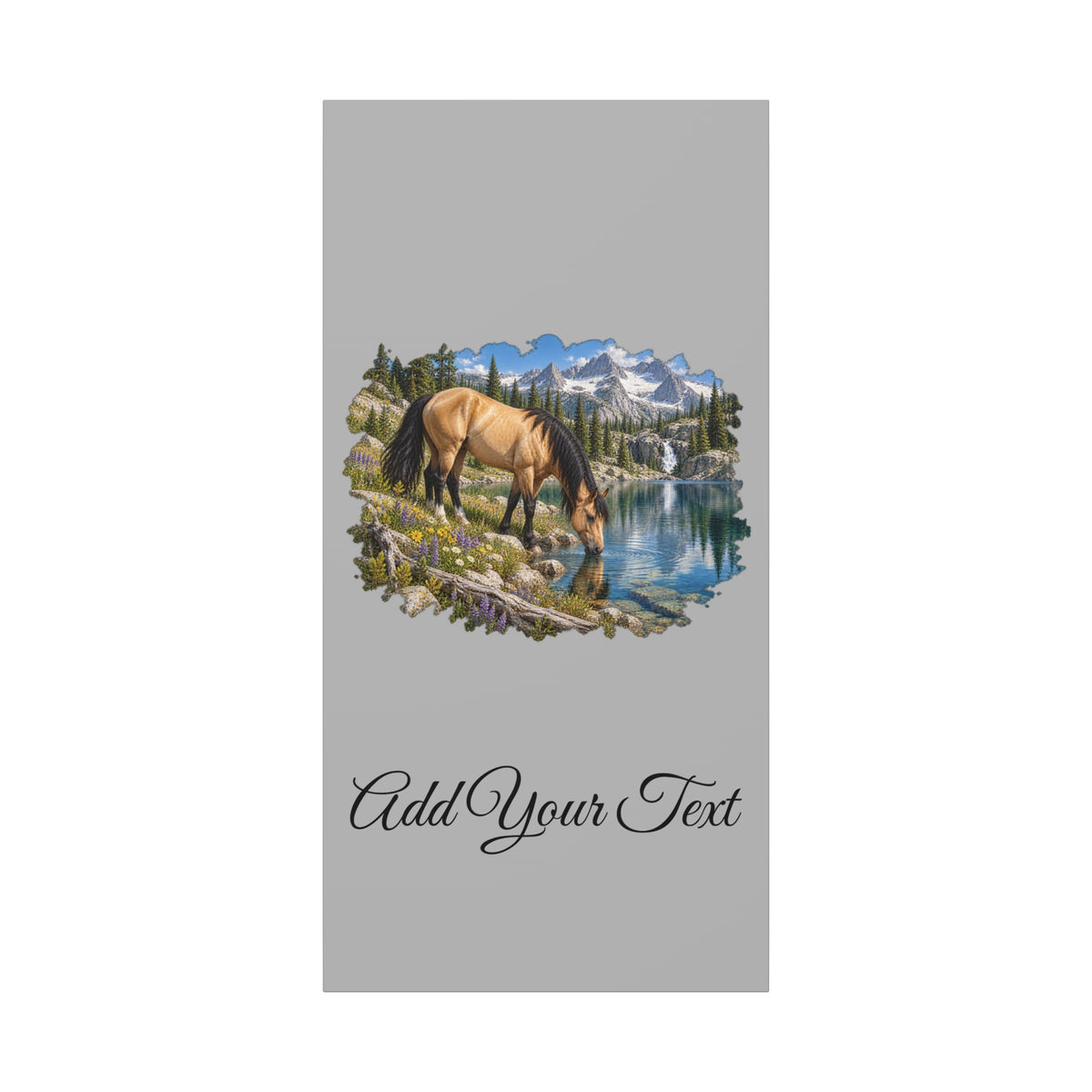 UKW Horse Collection - Personalized Canvas - Horse by Mountain Lake Canvas — Custom Text Stretched Matte Wall Art