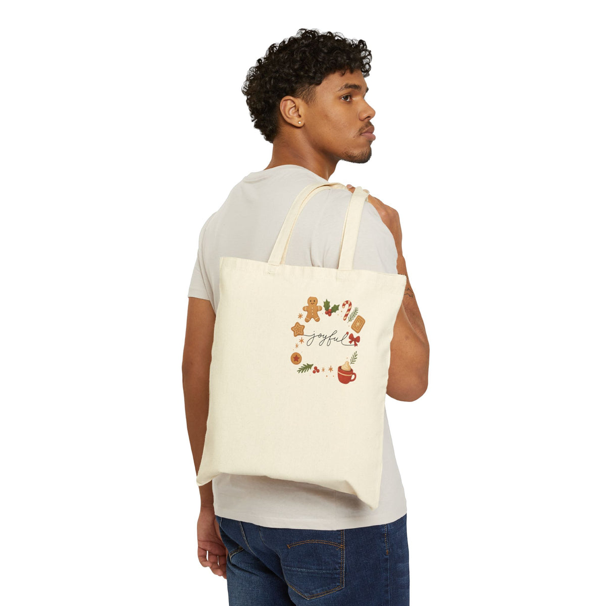 Christmas Gingerbread Tote Bag — Joyful Holiday Cotton Canvas Tote