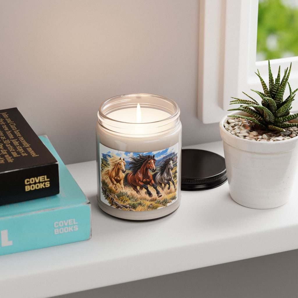 Wild Horses Scented Soy Candle — 9oz Jar (Running Horses Artwork)
