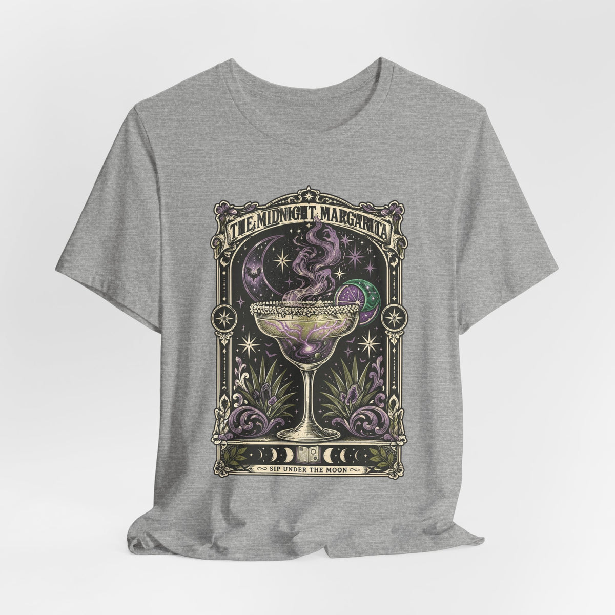 Midnight Margarita Illustration Tee | Vintage Cocktail Night, Moonlit Palms