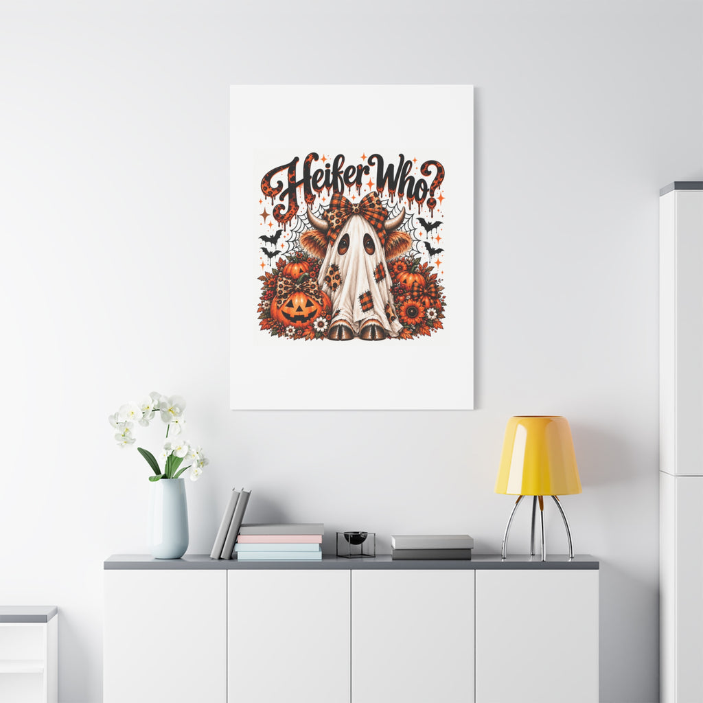 Halloween Highland Cow Ghost Matte Canvas