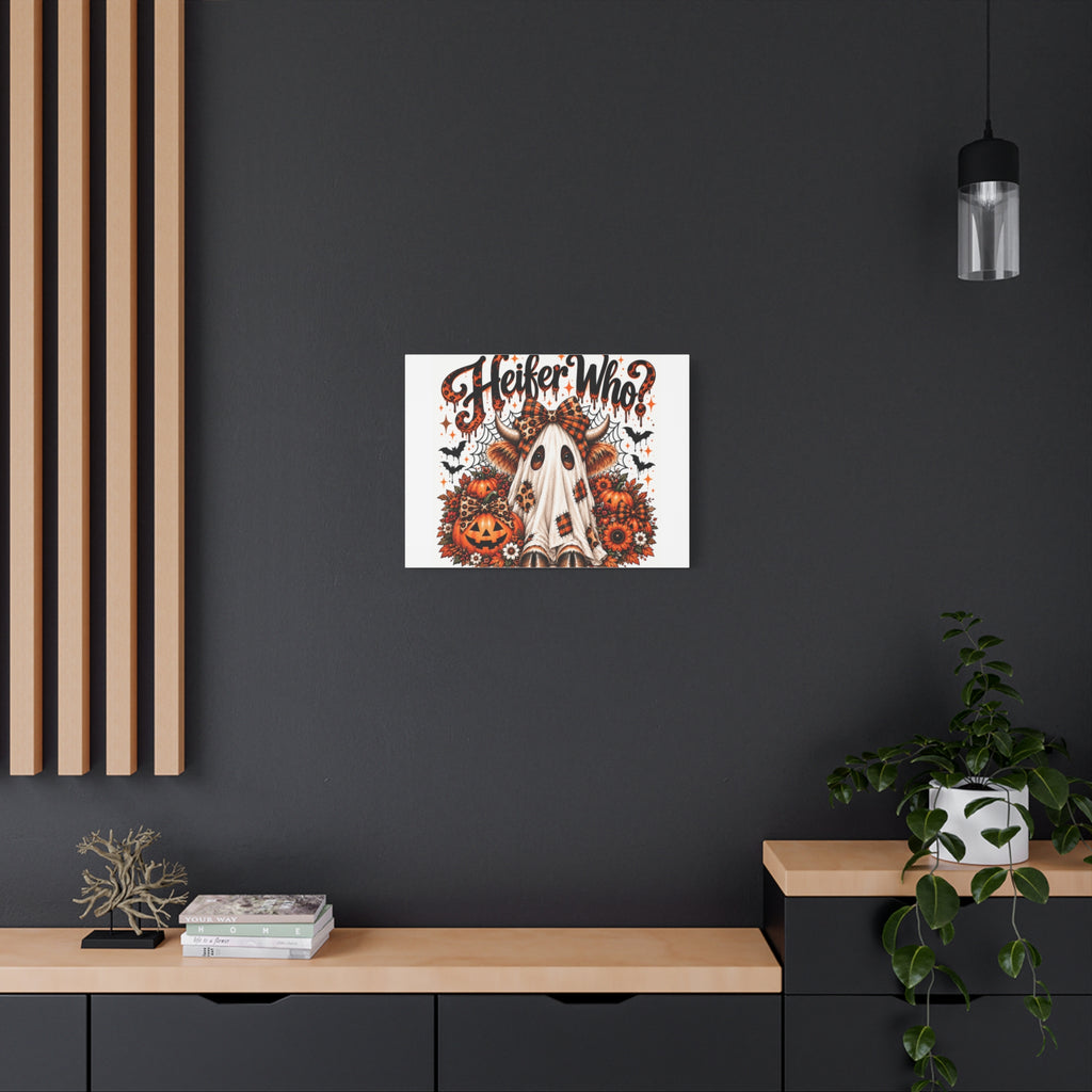 Halloween Highland Cow Ghost Matte Canvas