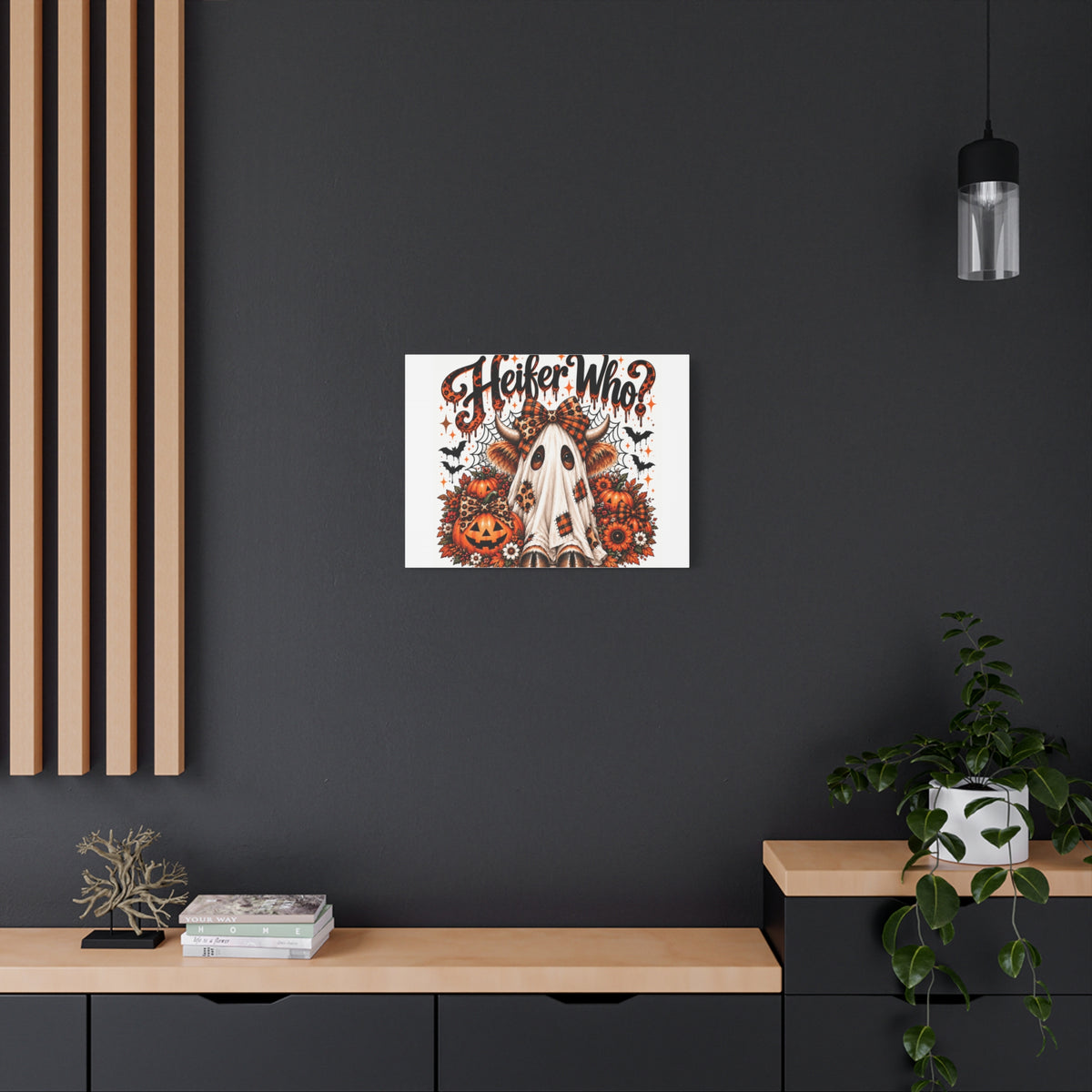 Halloween Highland Cow Ghost Matte Canvas