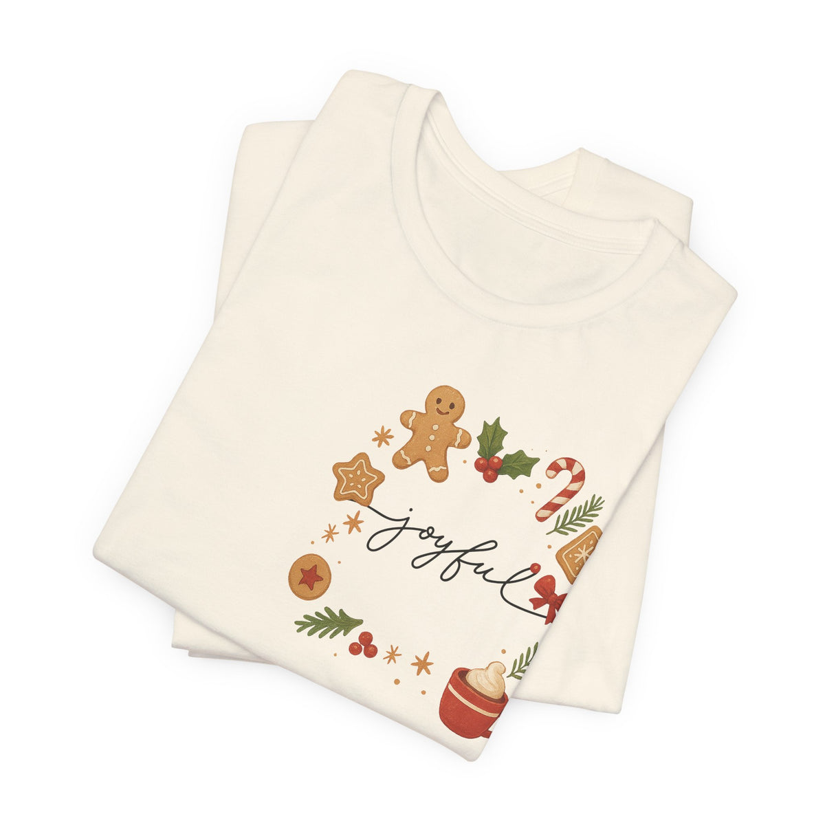 Joyful Christmas Tee — Holiday Gingerbread & Cocoa Graphic T-Shirt