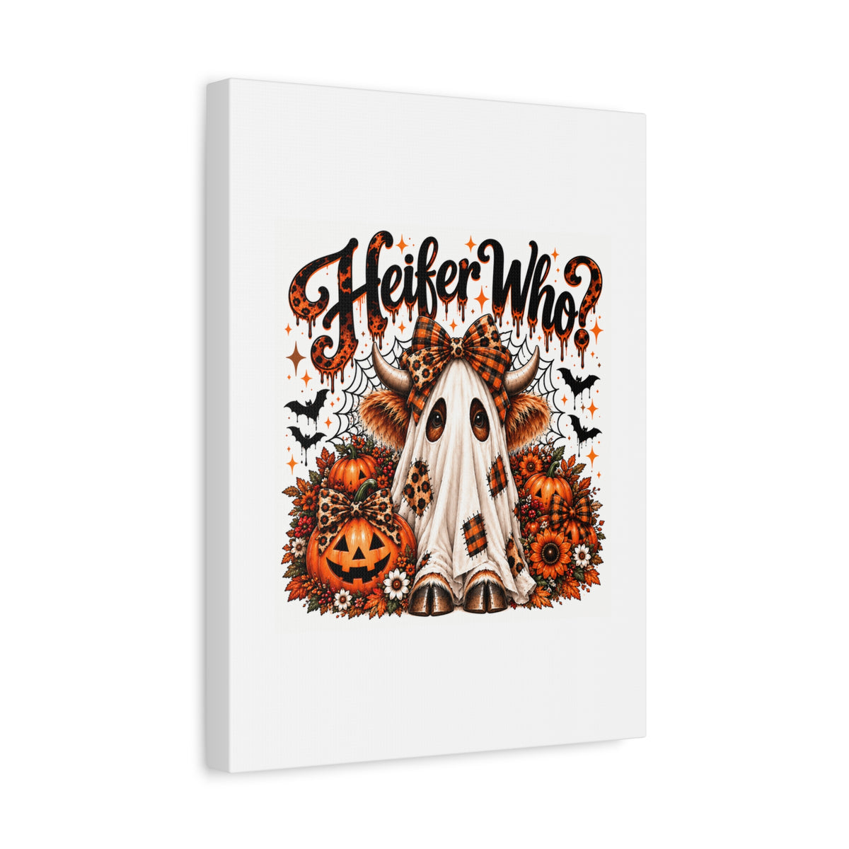 Halloween Highland Cow Ghost Matte Canvas