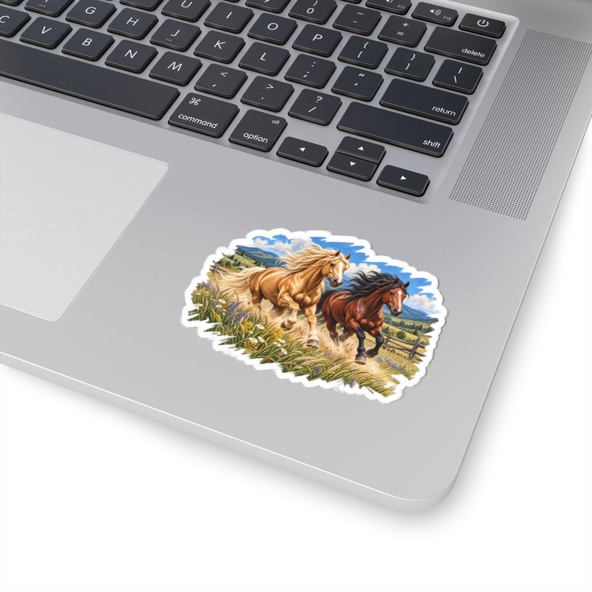 Running Horses Kiss-Cut Sticker — Wild Mustang Scene Sticker
