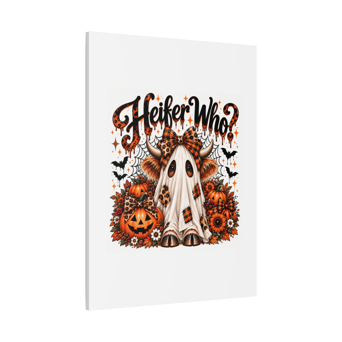 Halloween Highland Cow Ghost Matte Canvas