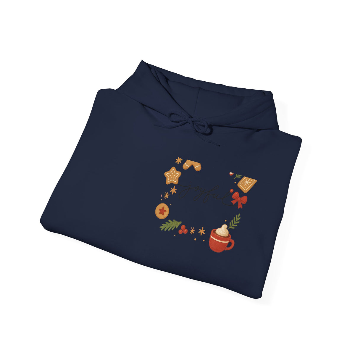 Joyful Autumn Hoodie — Cozy Fall Leaves & Hot Cocoa Graphic Sweatshirt