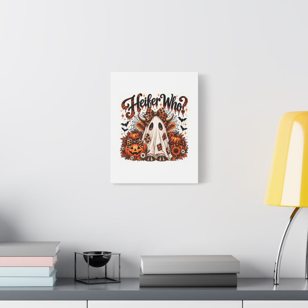Halloween Highland Cow Ghost Matte Canvas