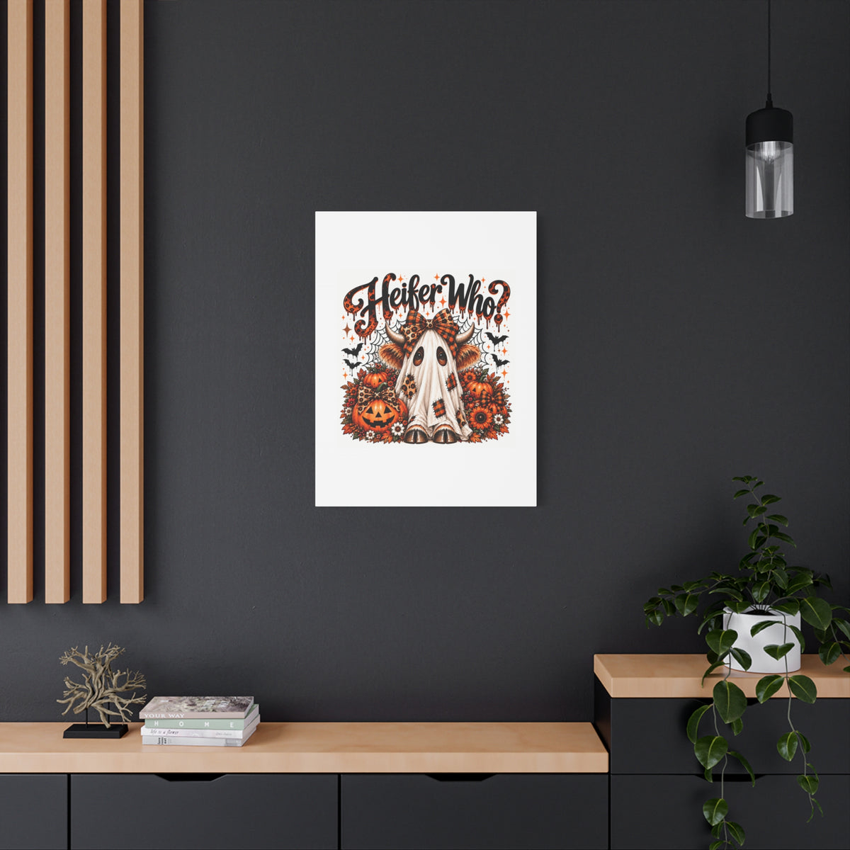 Halloween Highland Cow Ghost Matte Canvas