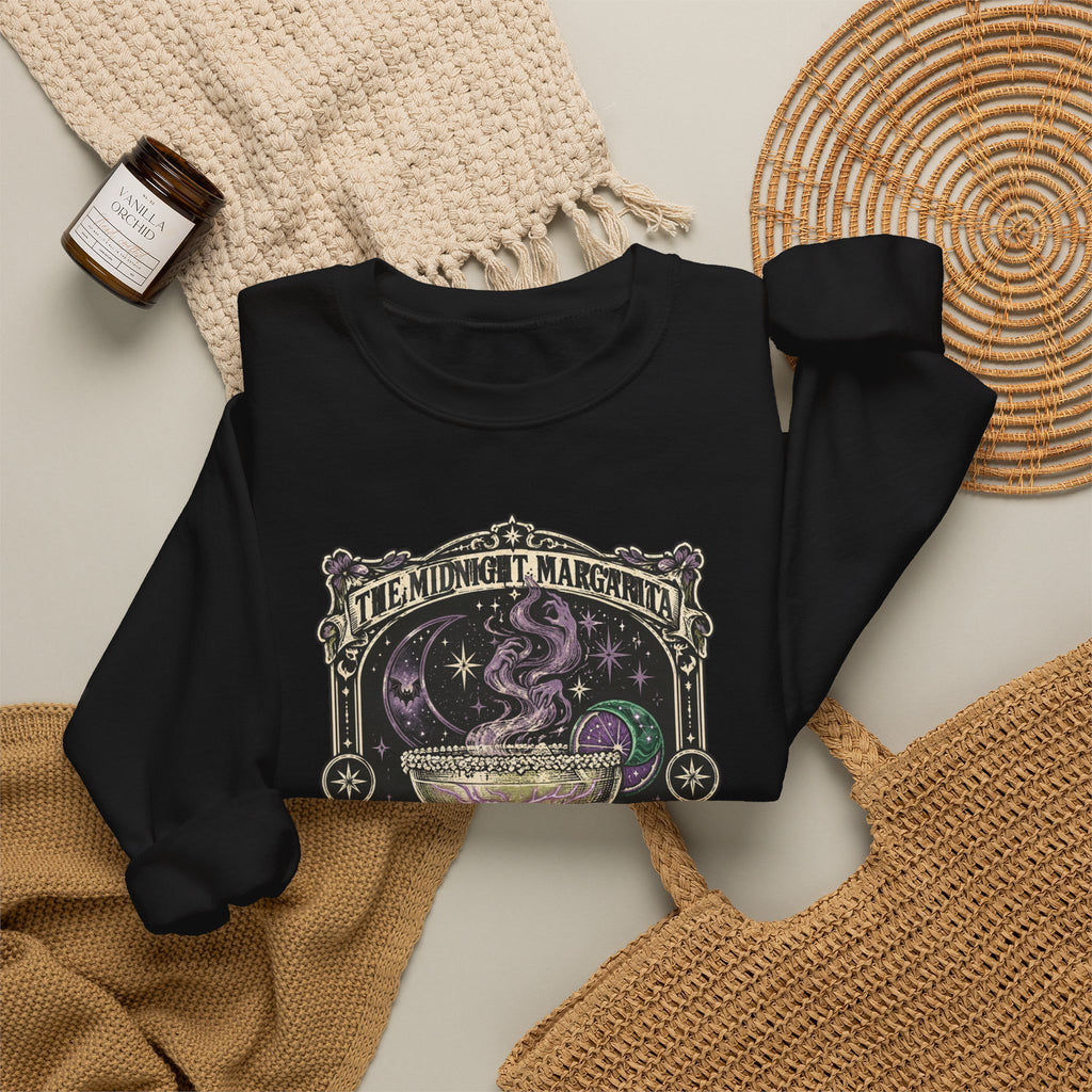 Midnight Margarita Illustration Sweatshirt | Moonlit Cocktail, Mystic Baroque