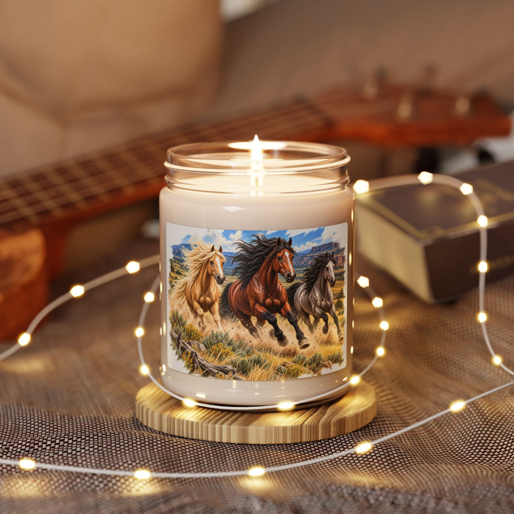 Wild Horses Scented Soy Candle — 9oz Jar (Running Horses Artwork)