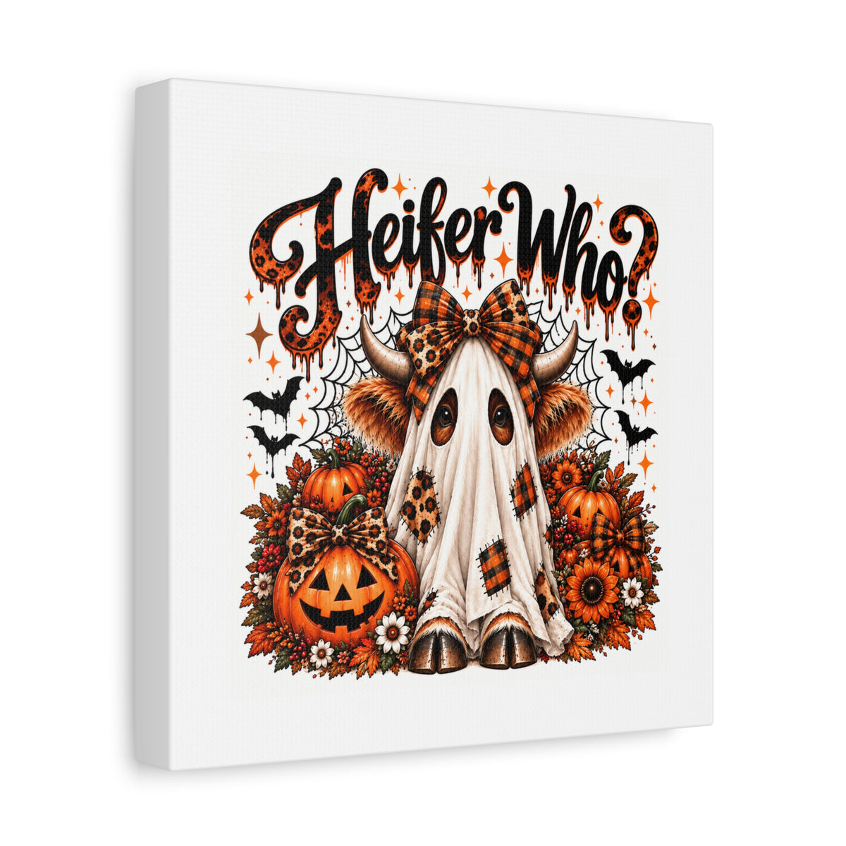 Halloween Highland Cow Ghost Matte Canvas