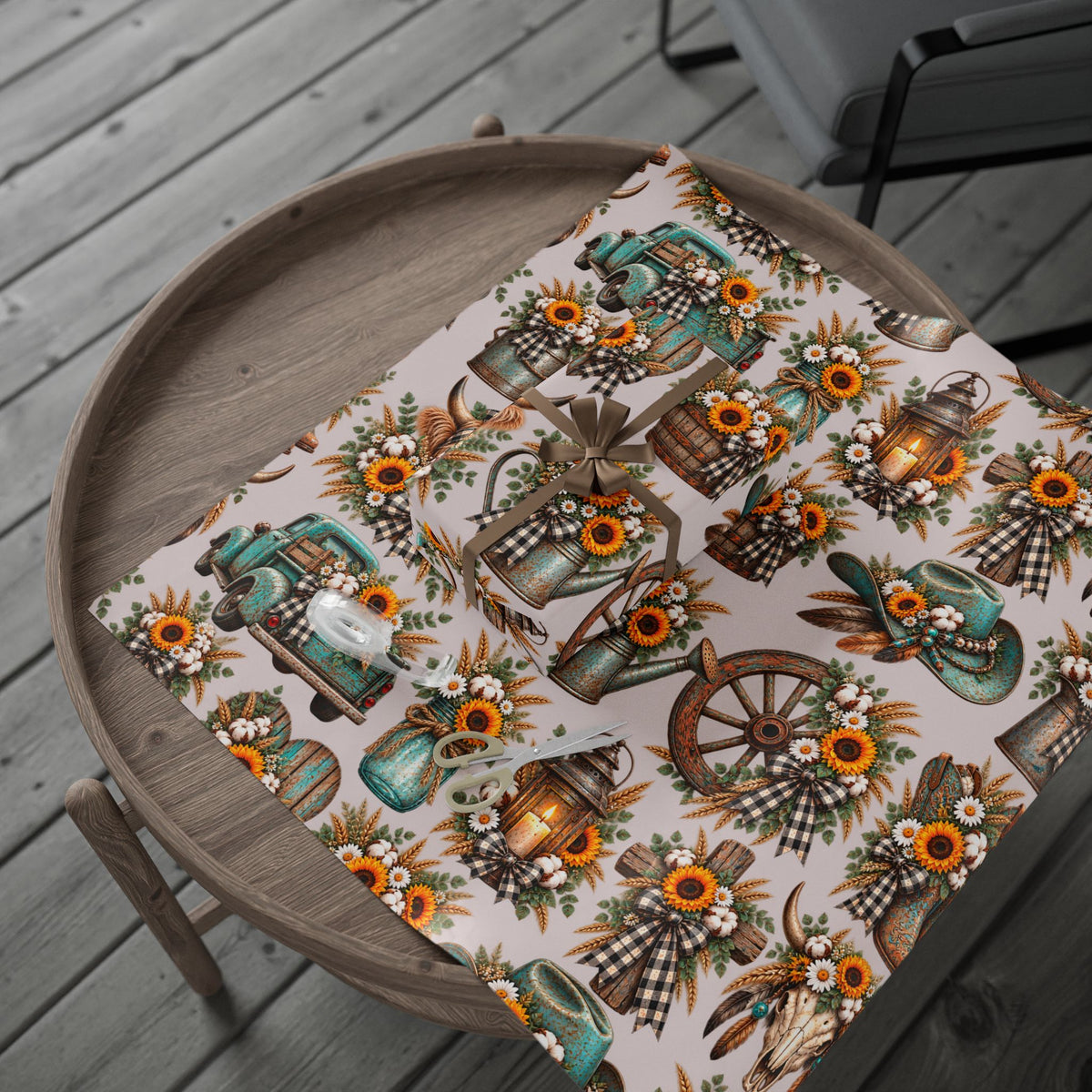 Rustic Farmhouse Sunflower Wrapping Paper
