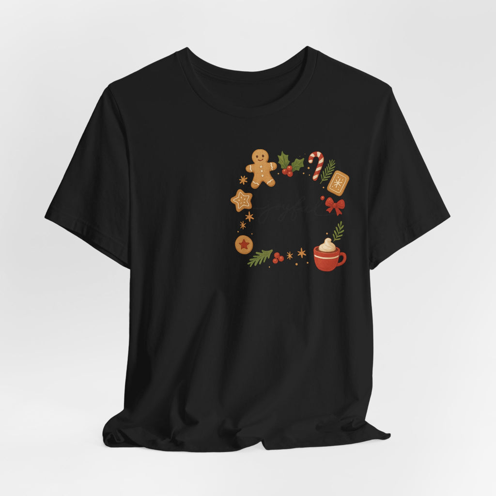 Joyful Christmas Tee — Holiday Gingerbread & Cocoa Graphic T-Shirt