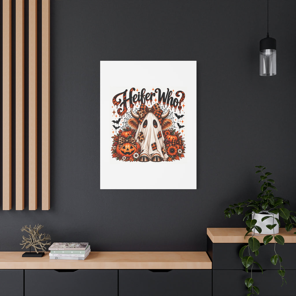 Halloween Highland Cow Ghost Matte Canvas