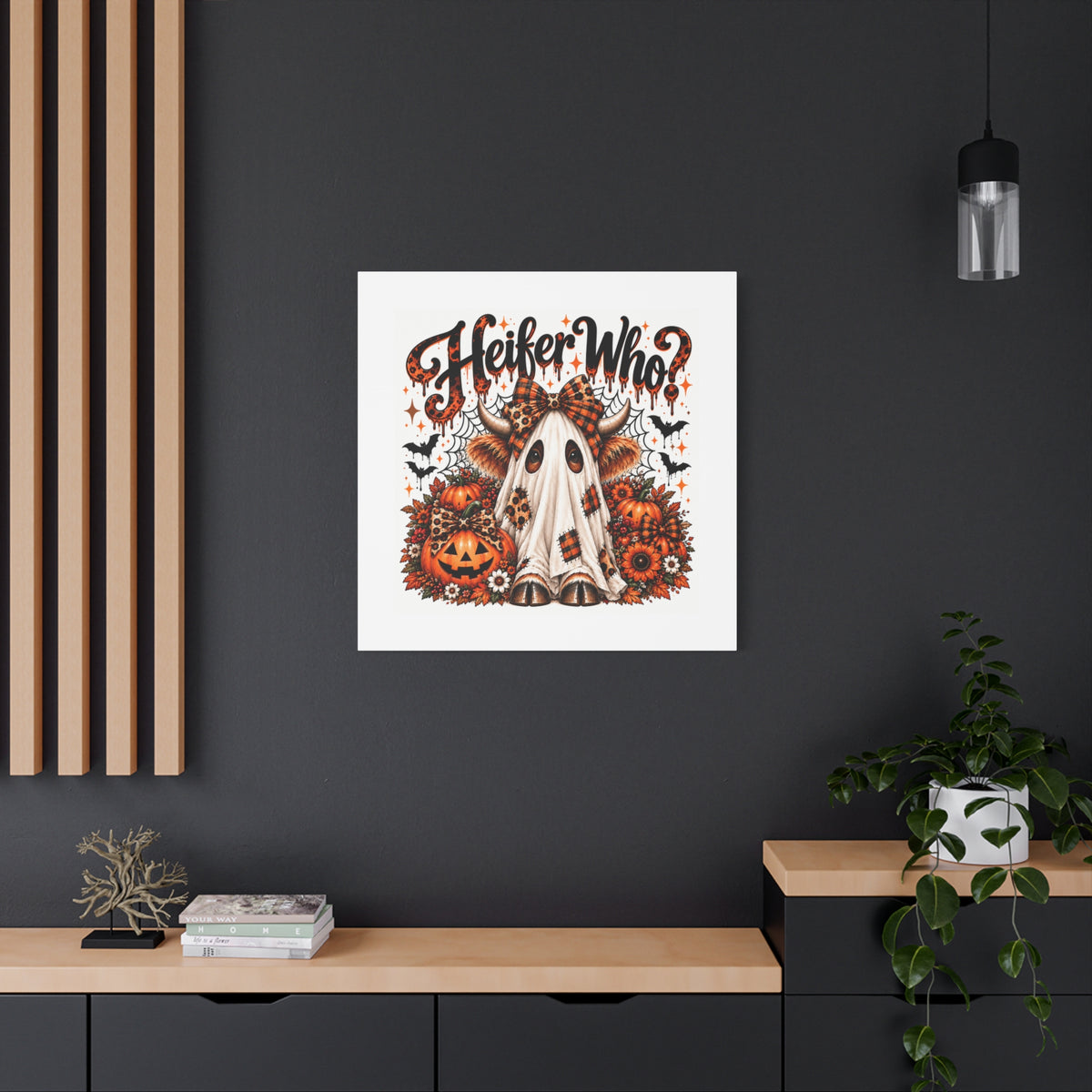 Halloween Highland Cow Ghost Matte Canvas