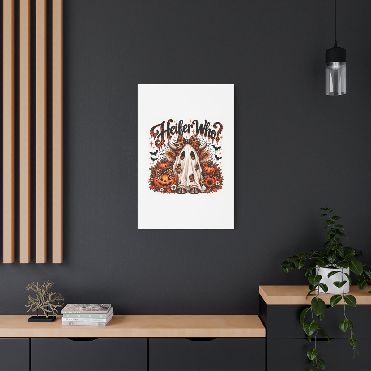 Halloween Highland Cow Ghost Matte Canvas