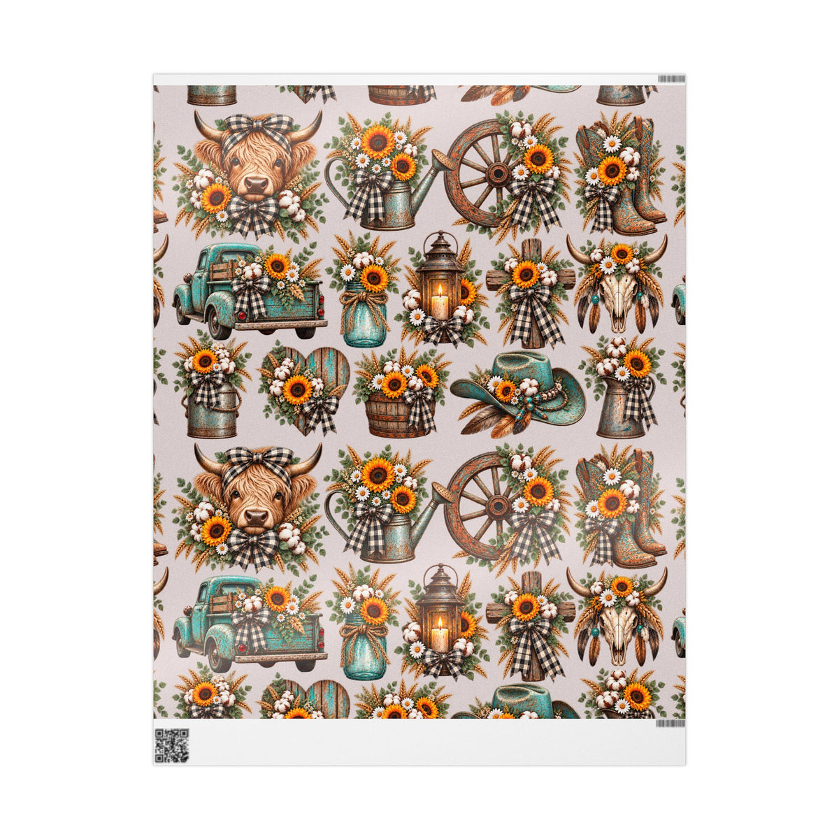 Rustic Farmhouse Sunflower Wrapping Paper