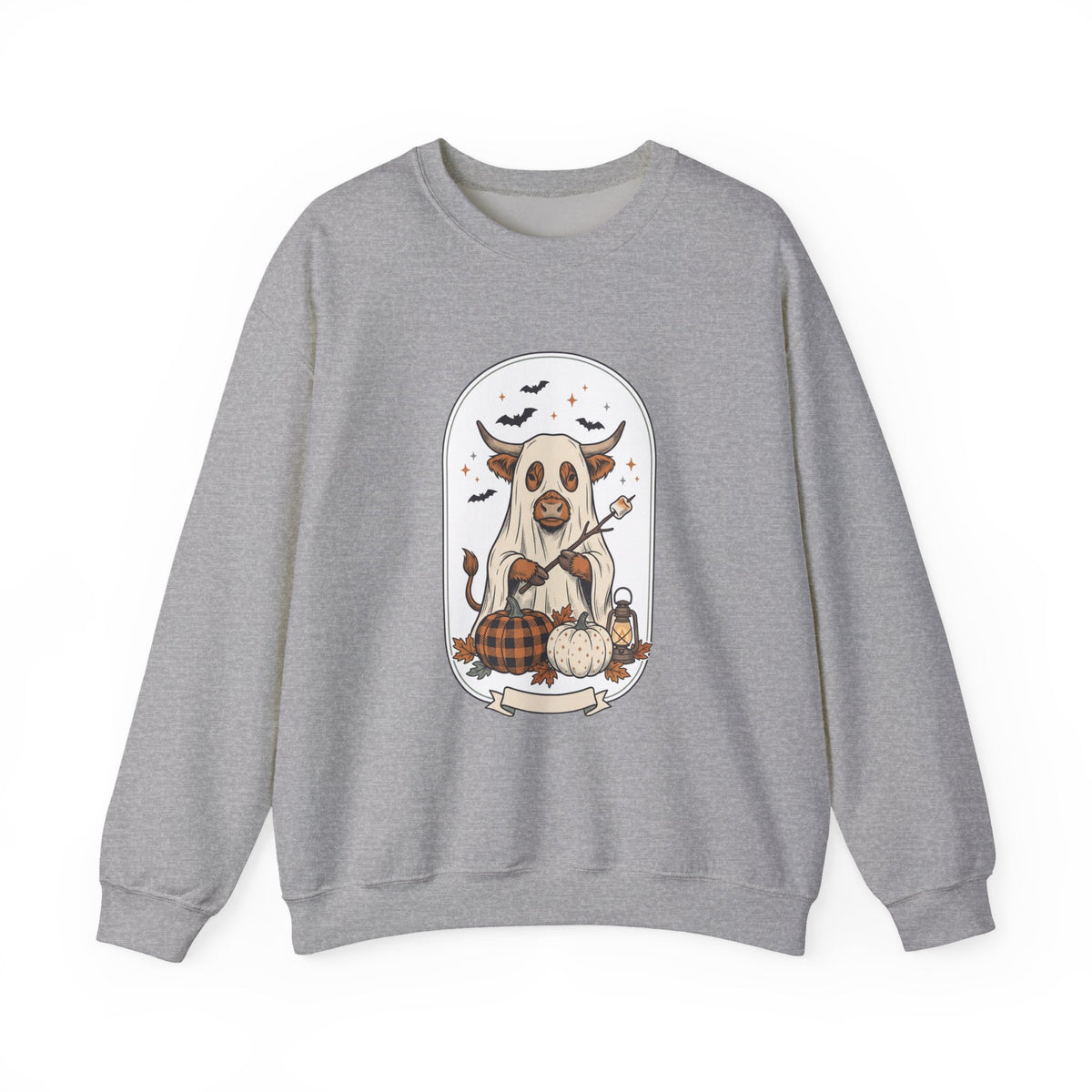 Spooky Cow Witch Illustration Sweatshirt | Halloween Animal Graphic