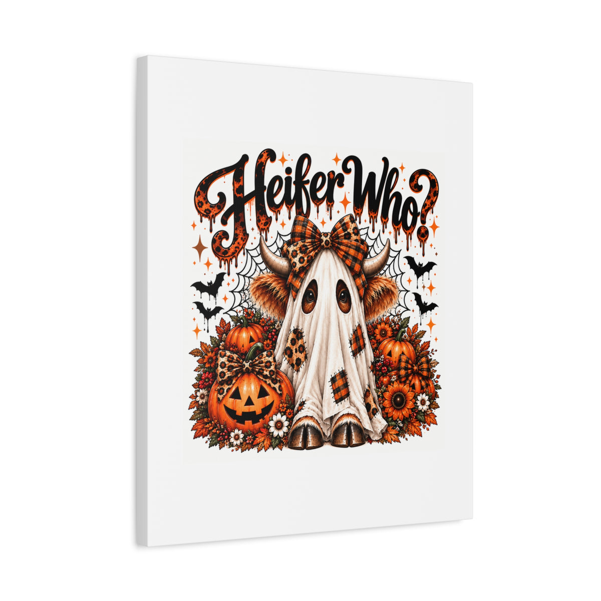 Halloween Highland Cow Ghost Matte Canvas