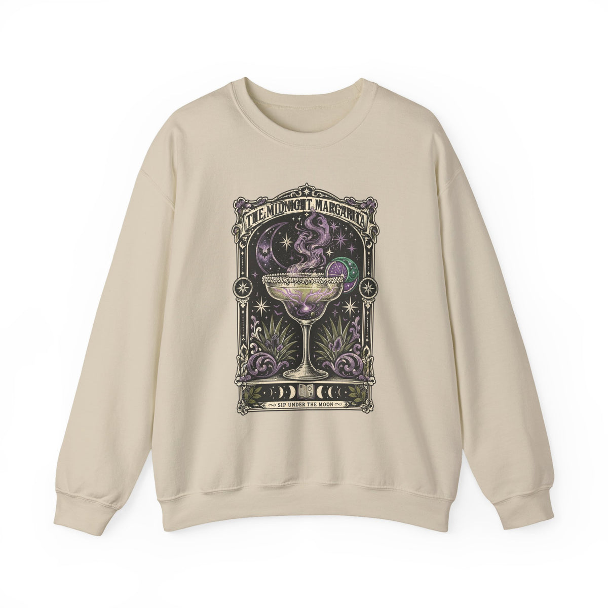 Midnight Margarita Illustration Sweatshirt | Moonlit Cocktail, Mystic Baroque