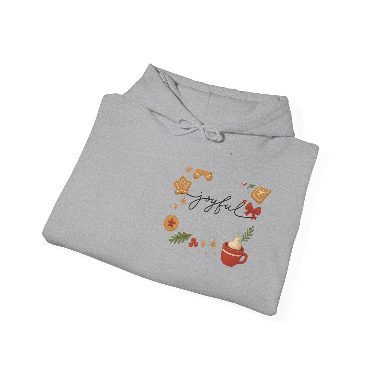 Joyful Autumn Hoodie — Cozy Fall Leaves & Hot Cocoa Graphic Sweatshirt