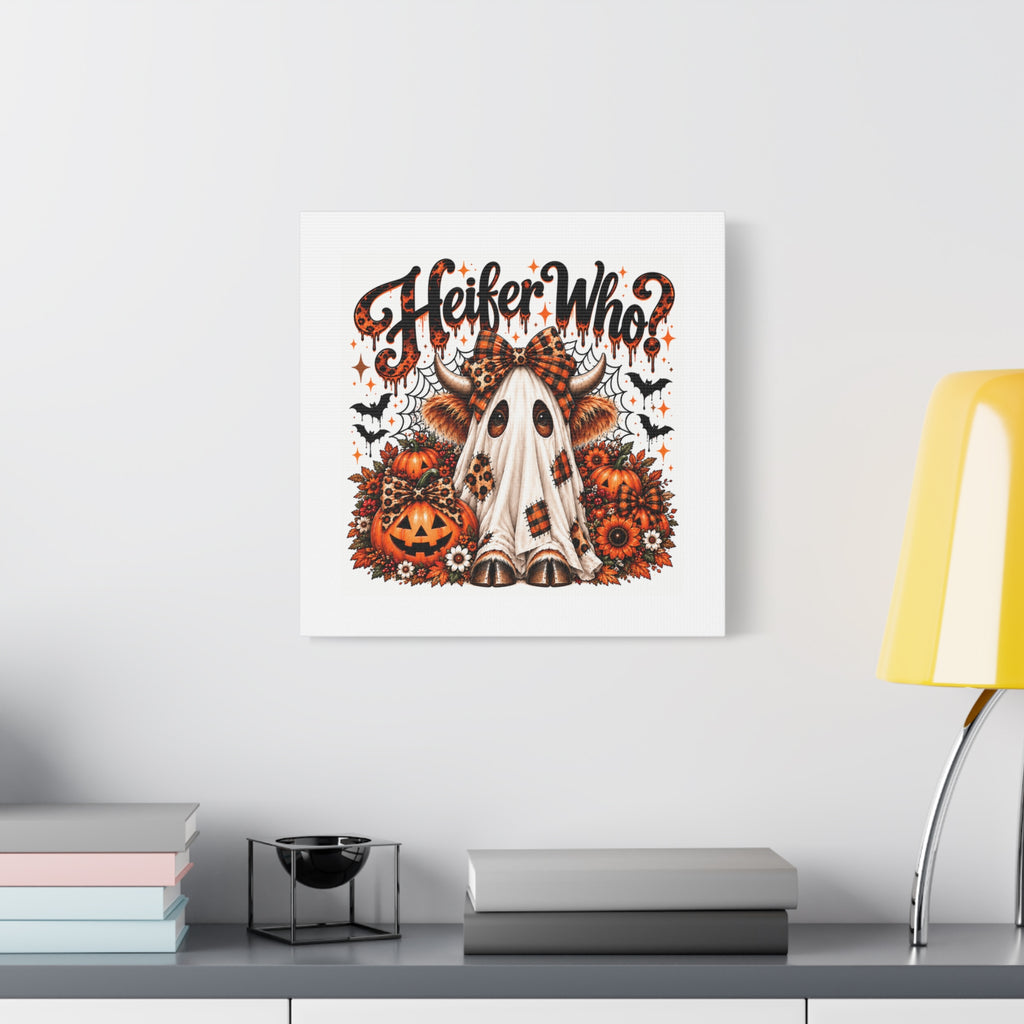 Halloween Highland Cow Ghost Matte Canvas