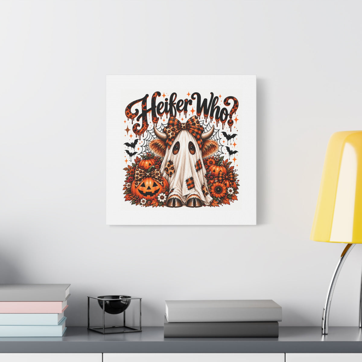 Halloween Highland Cow Ghost Matte Canvas