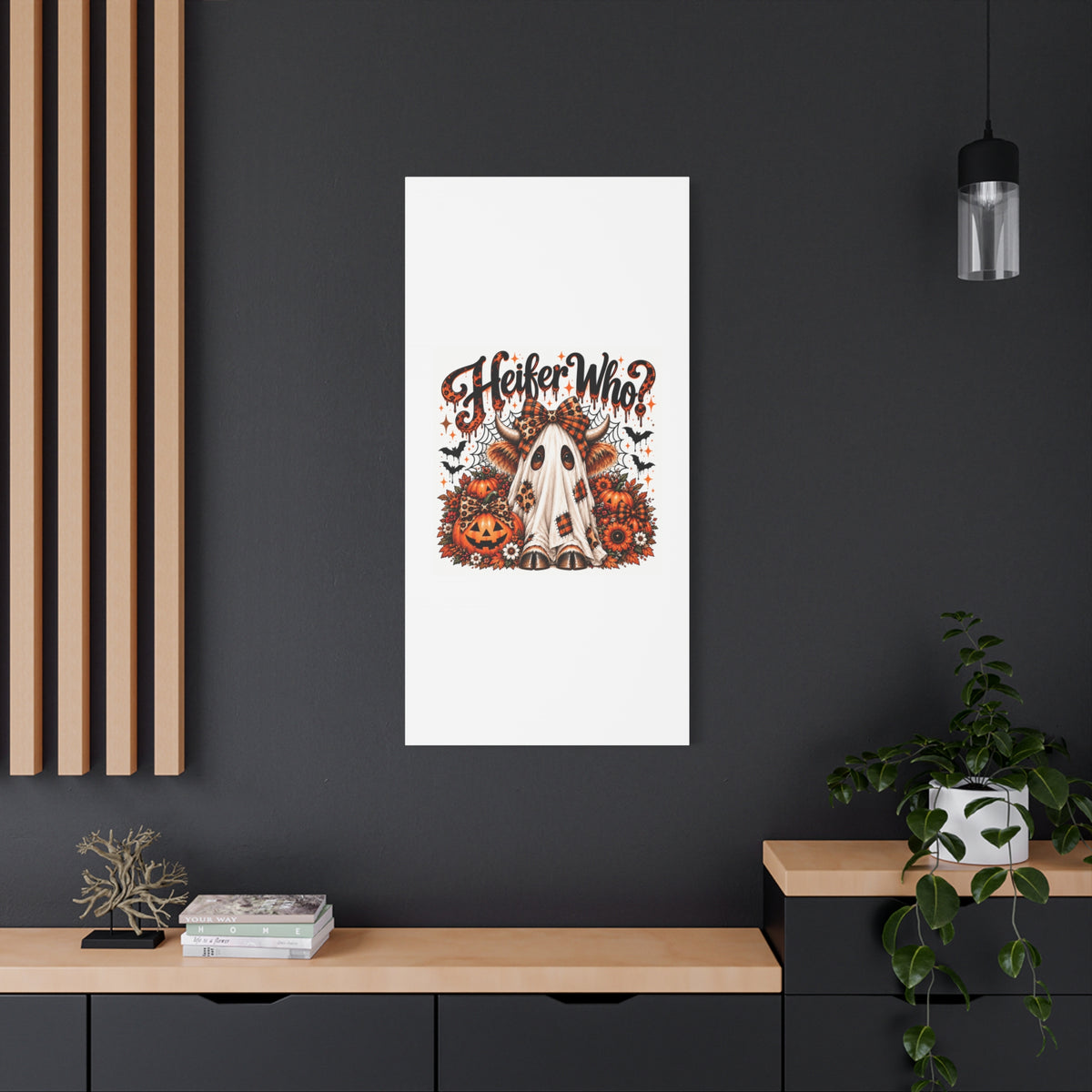 Halloween Highland Cow Ghost Matte Canvas