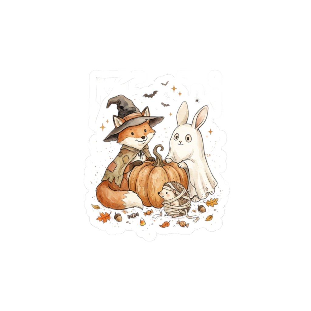 Halloween Fox & Ghost Bunny Sticker | Spooky Animals, Pumpkin Halloween Sticker