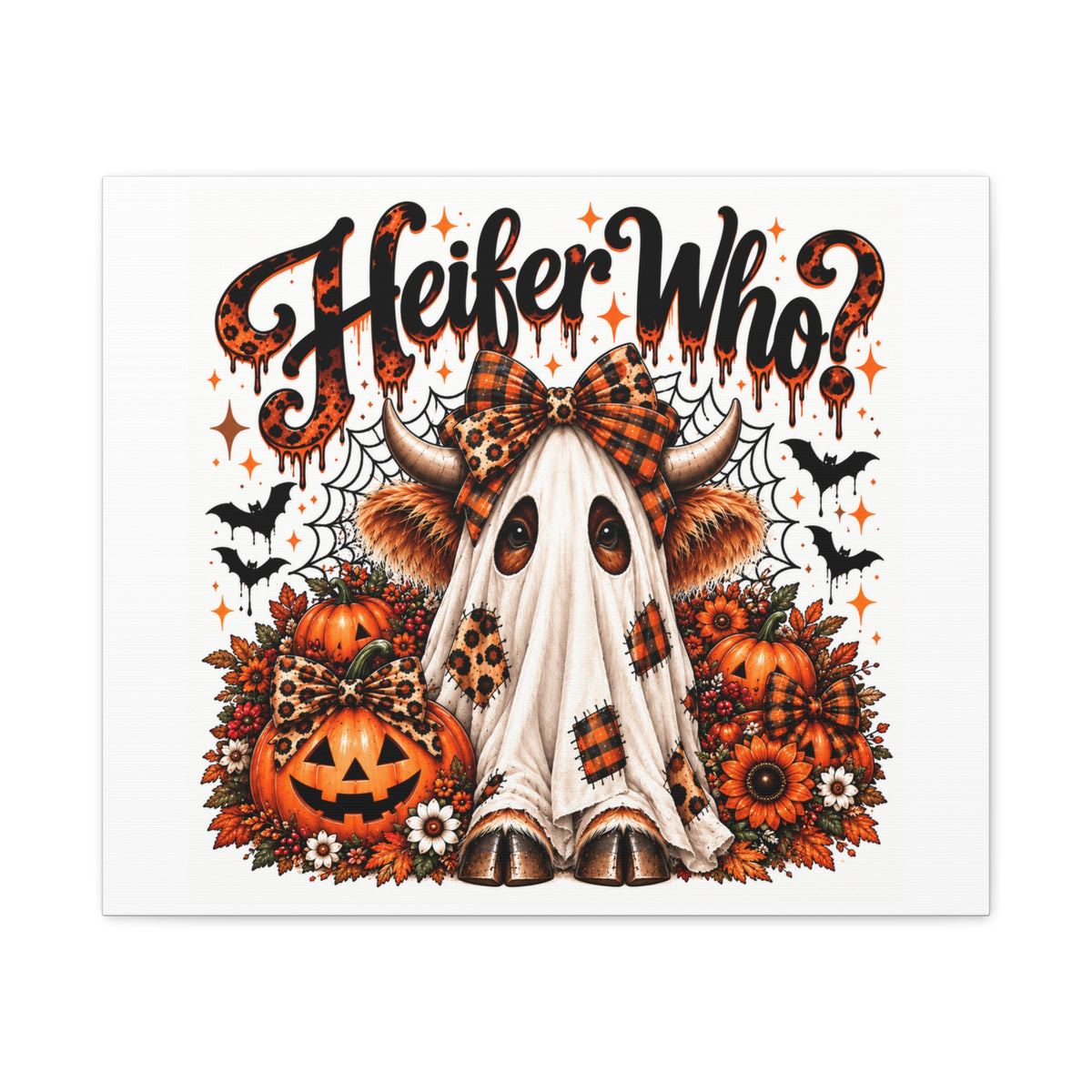 Halloween Highland Cow Ghost Matte Canvas