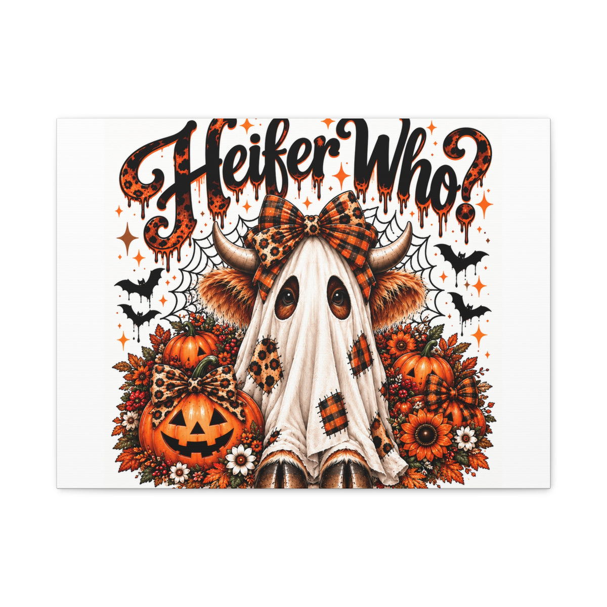 Halloween Highland Cow Ghost Matte Canvas