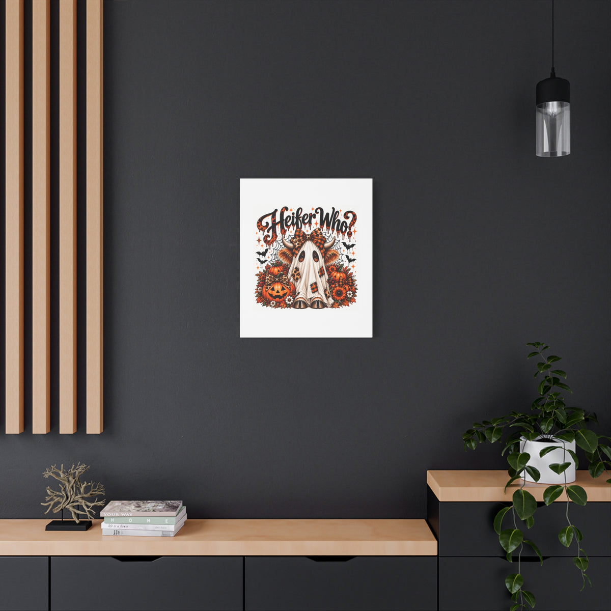 Halloween Highland Cow Ghost Matte Canvas