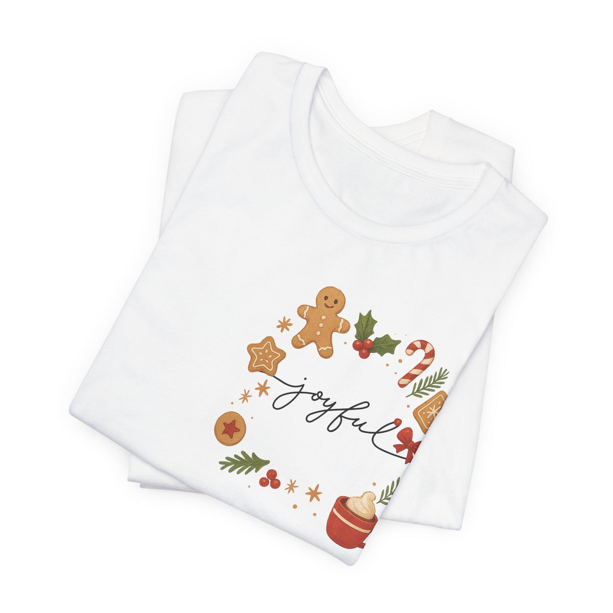 Joyful Christmas Tee — Holiday Gingerbread & Cocoa Graphic T-Shirt