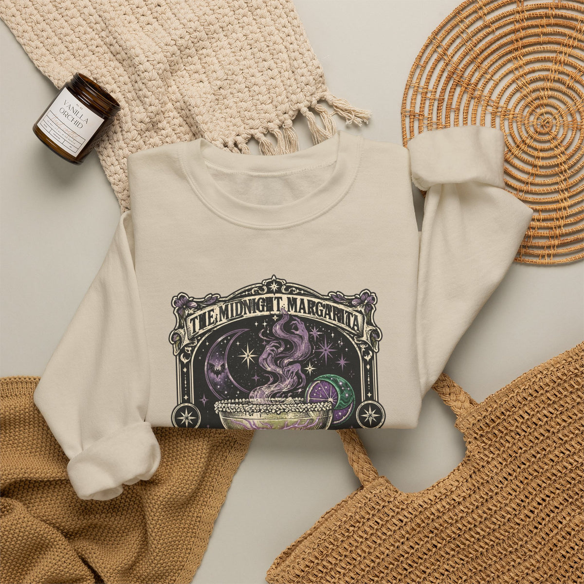 Midnight Margarita Illustration Sweatshirt | Moonlit Cocktail, Mystic Baroque