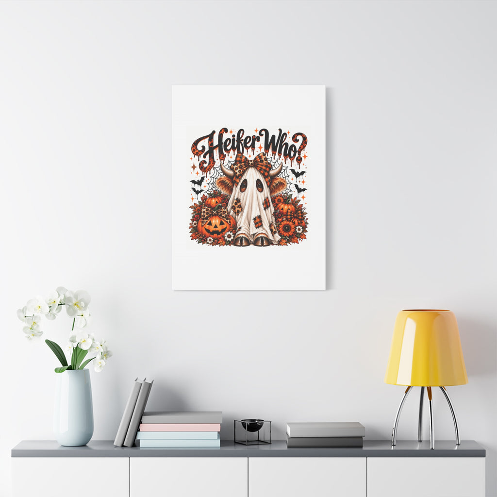 Halloween Highland Cow Ghost Matte Canvas