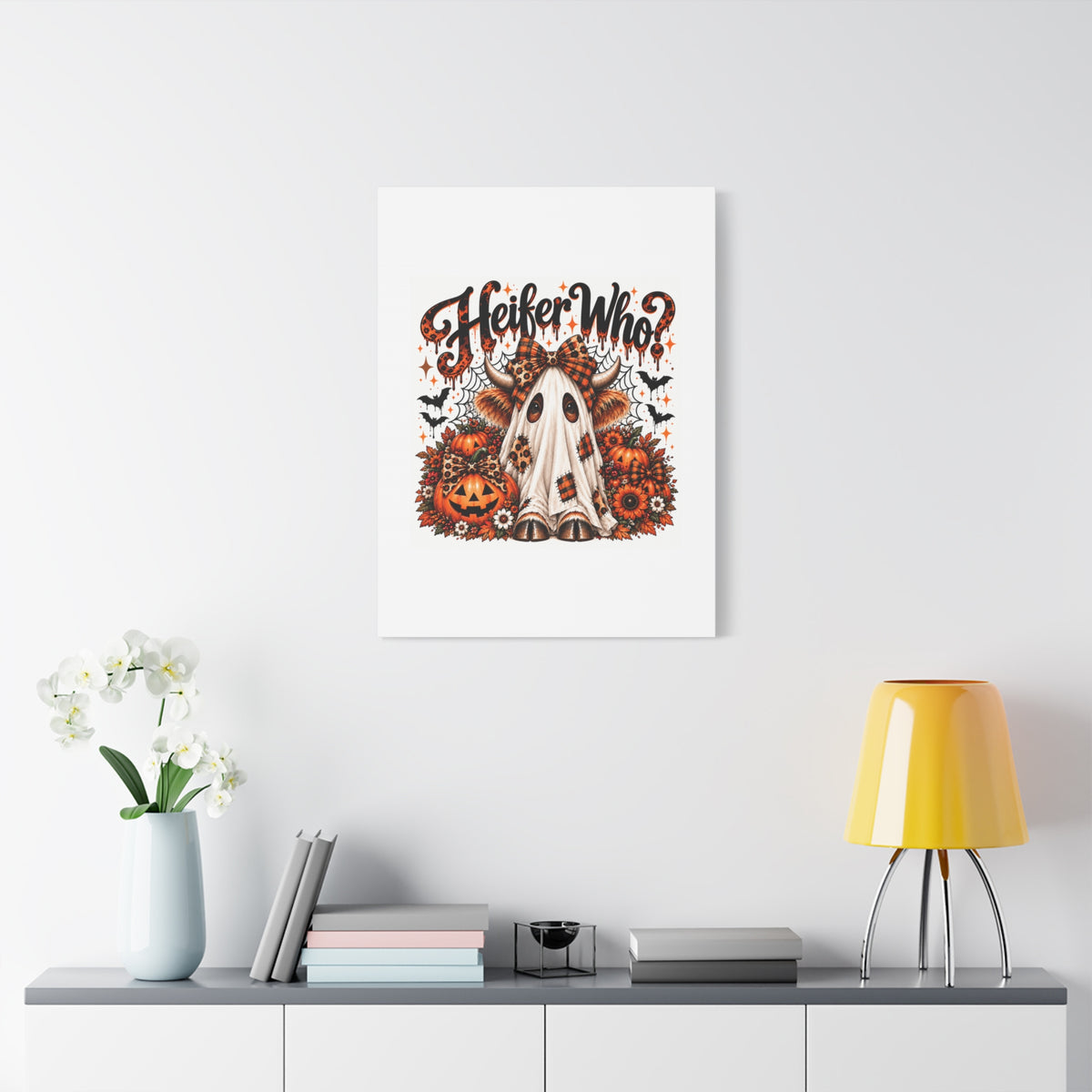 Halloween Highland Cow Ghost Matte Canvas