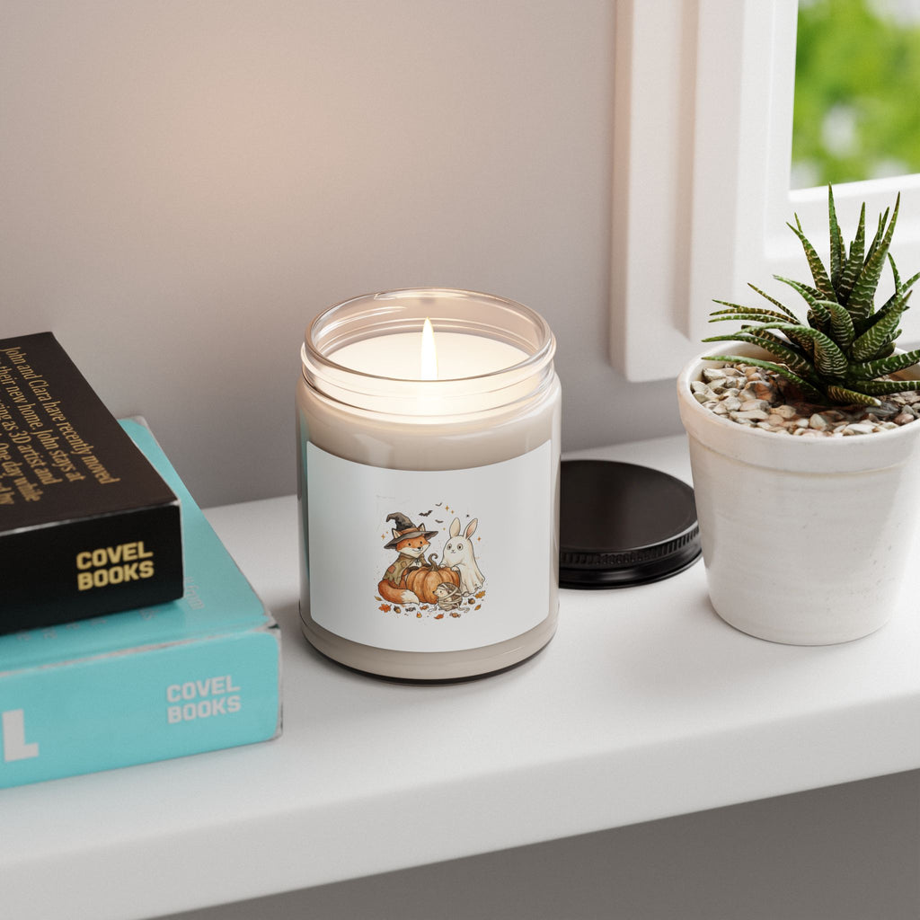 Spooky Animal Fox & Ghost Pumpkin Candle, Soy Candle | Halloween Woodland