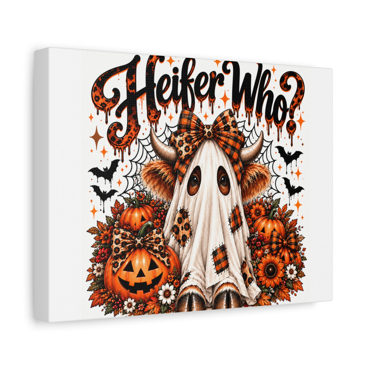 Halloween Highland Cow Ghost Matte Canvas