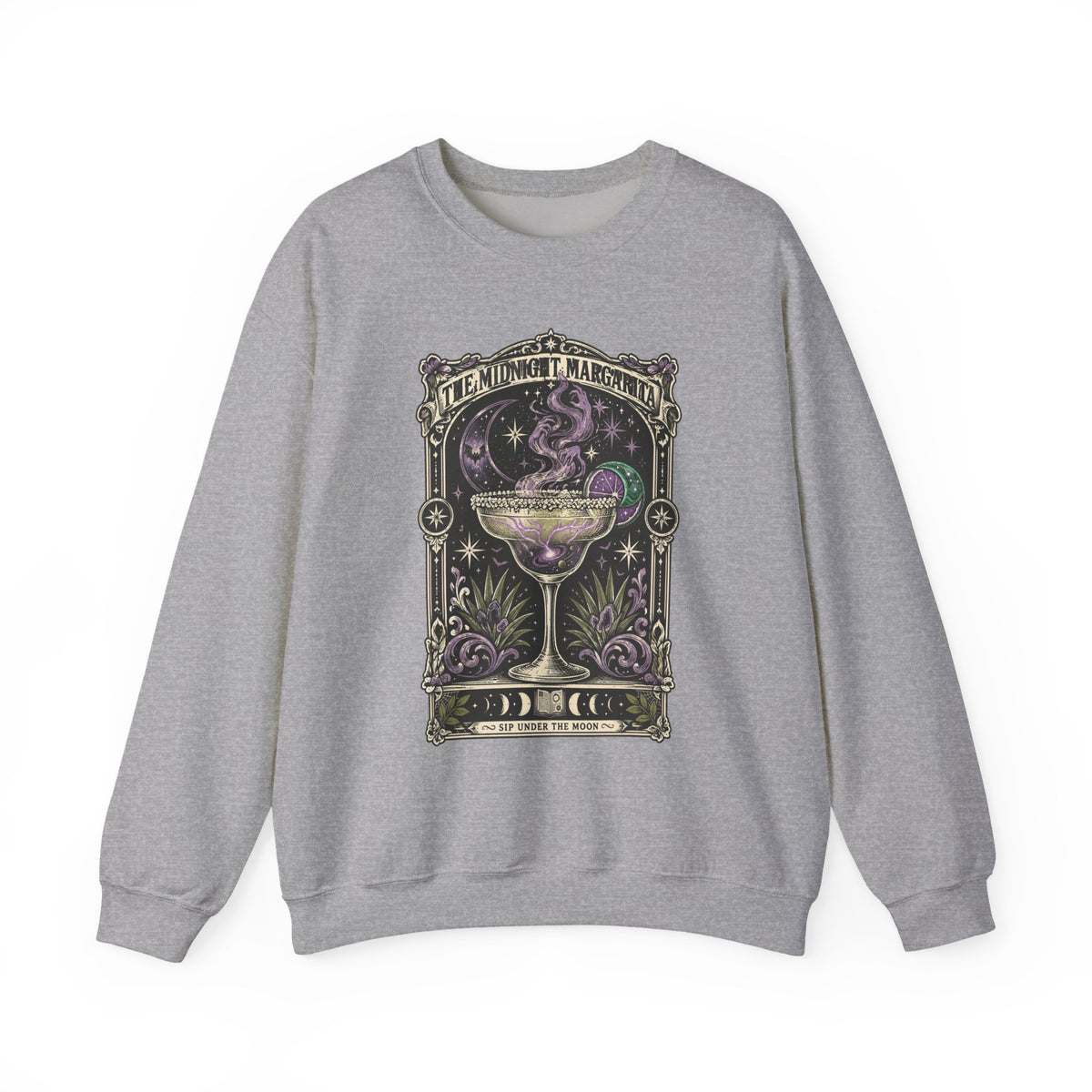 Midnight Margarita Illustration Sweatshirt | Moonlit Cocktail, Mystic Baroque