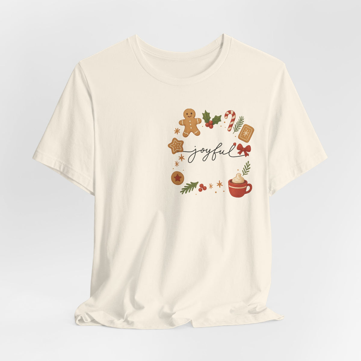 Joyful Christmas Tee — Holiday Gingerbread & Cocoa Graphic T-Shirt