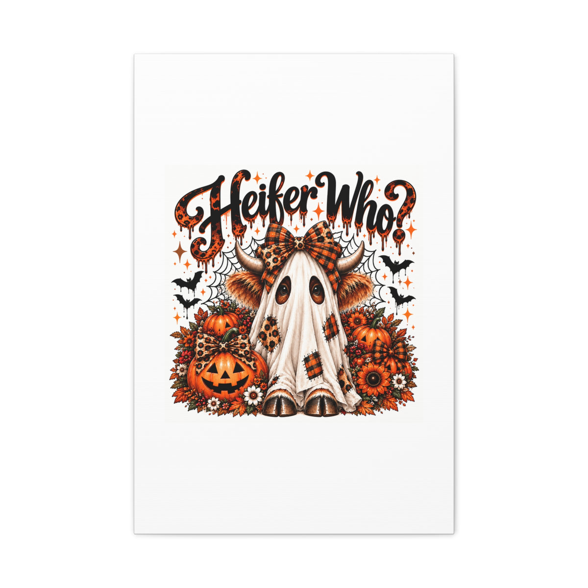 Halloween Highland Cow Ghost Matte Canvas