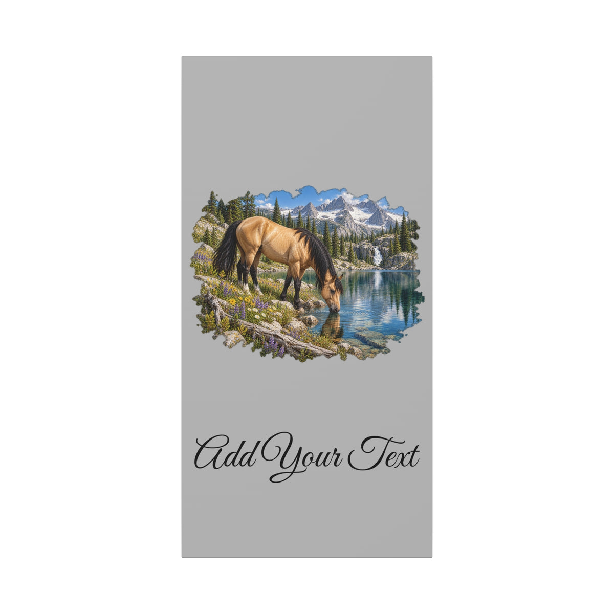 UKW Horse Collection - Personalized Canvas - Horse by Mountain Lake Canvas — Custom Text Stretched Matte Wall Art