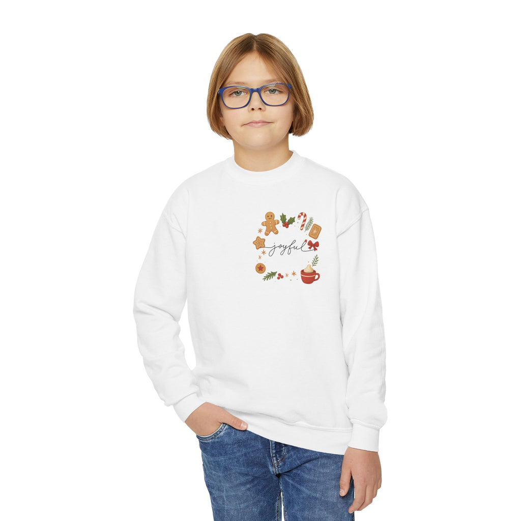 Youth Holiday Crewneck Sweatshirt — Cozy Milk & Cookies Christmas Design