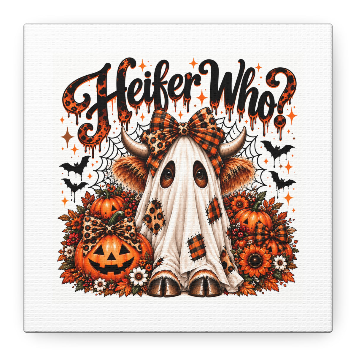 Halloween Highland Cow Ghost Matte Canvas