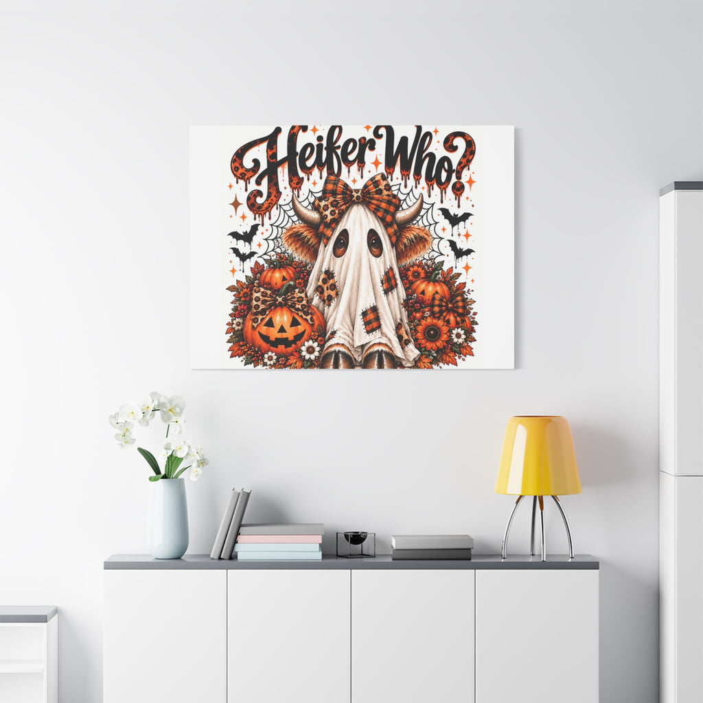 Halloween Highland Cow Ghost Matte Canvas