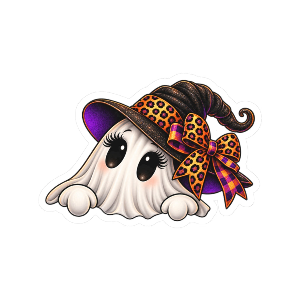 Cute Halloween Ghost Witch Kiss-Cut Sticker