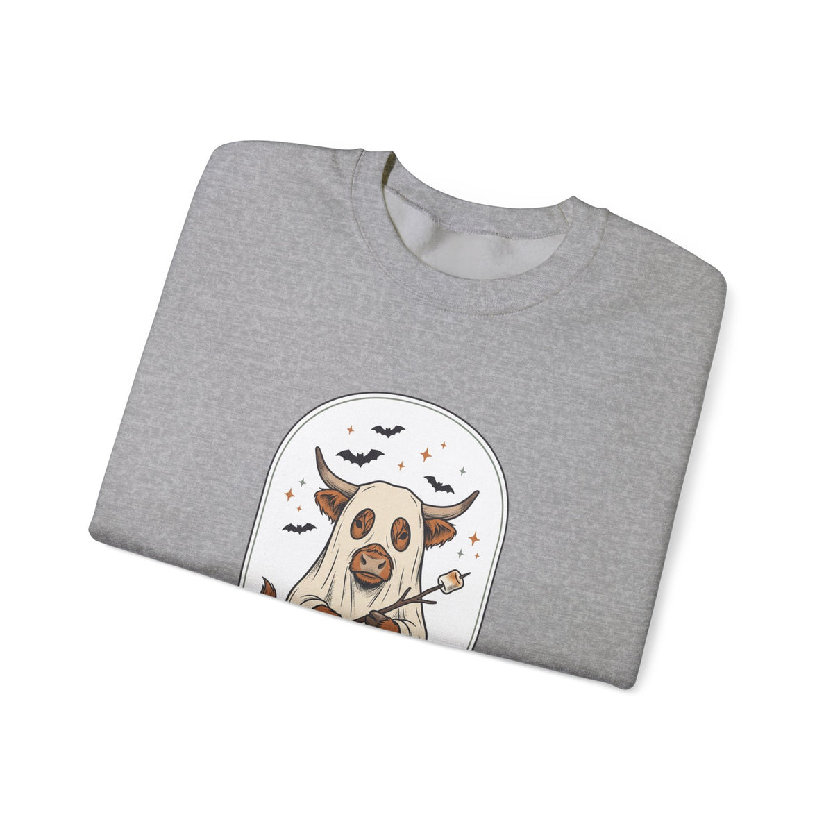 Spooky Cow Witch Illustration Sweatshirt | Halloween Animal Graphic