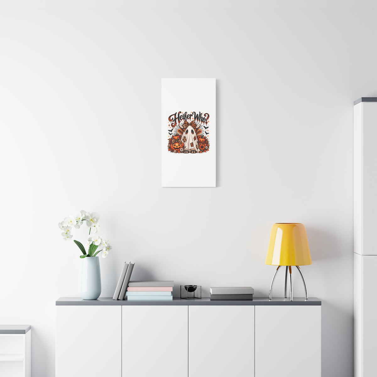 Halloween Highland Cow Ghost Matte Canvas
